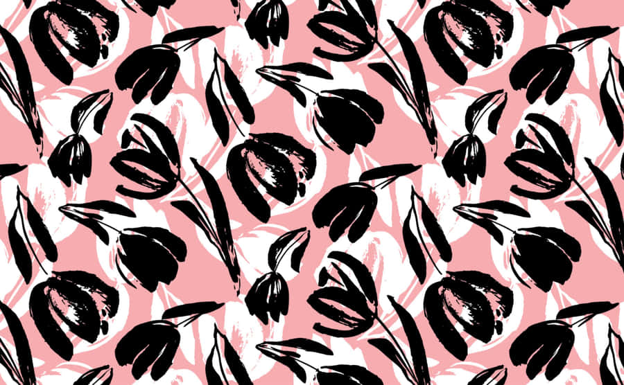 Vintage Floral Seamless Pattern In Pink And Black