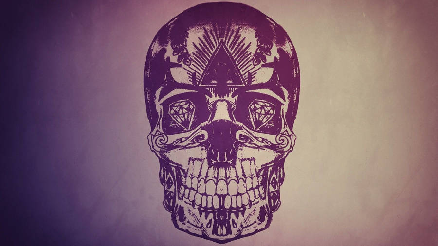 Punk tattoo style skull with helmet & tongue Vector Illustration