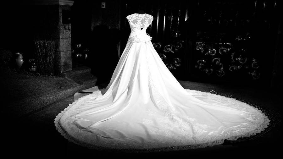 Wedding Dress Black Line On White Background