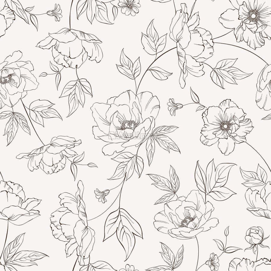 Black And White Floral. Black A White Flower Pattern