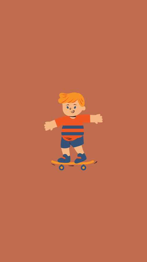 Cartoon Of Boy On A Skateboard Isolated On White